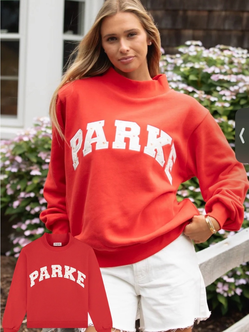 Parke Coral-Red Logo Crewneck Sweatshirt 
New with tag